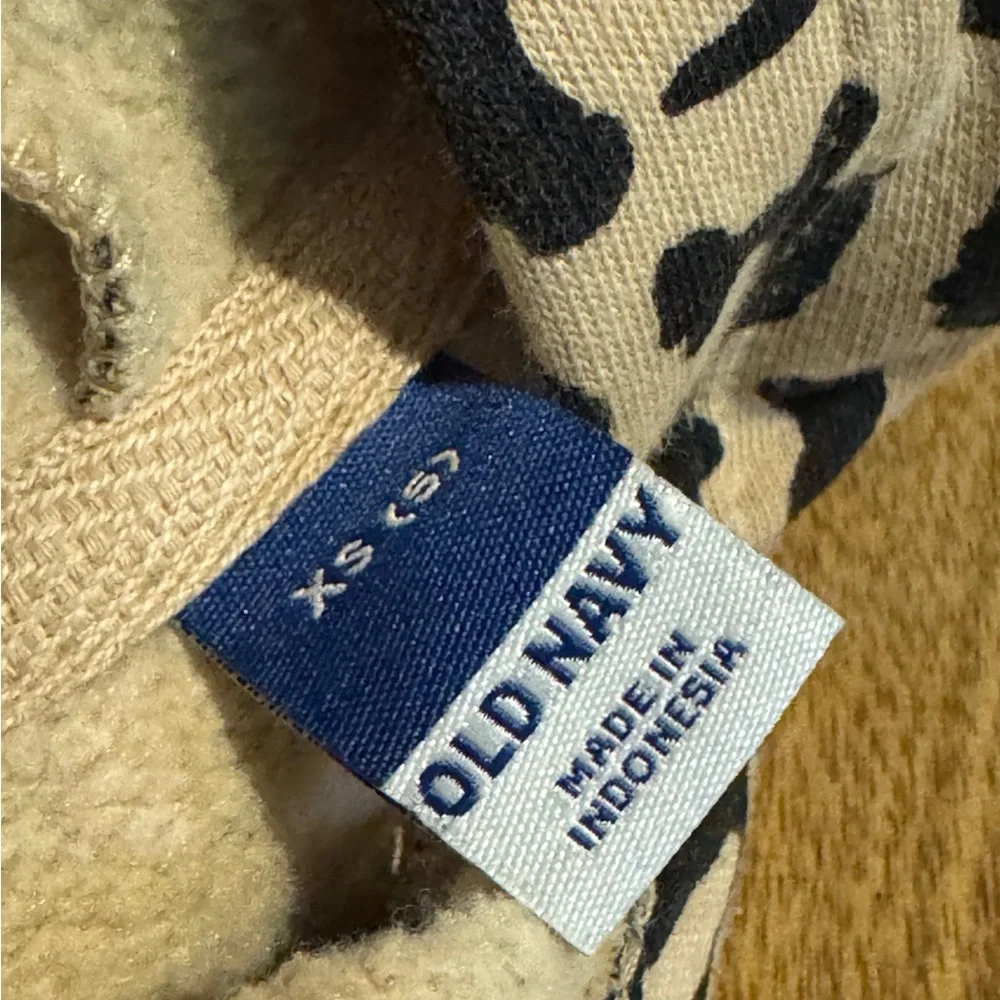 Old Navy Girls Leopard Hoodie Sweatshirt Dress Size 4T 5T Long Sleeve Cozy